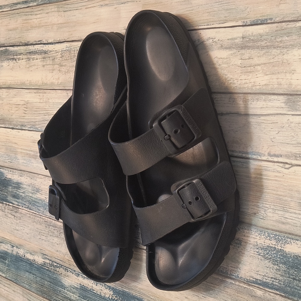 Birkenstock Black Two-Strap EVA Slide Sandals